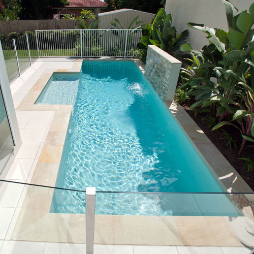 Lap pool with water feature