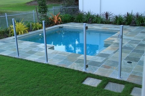 A plunge pool in a zen style garden